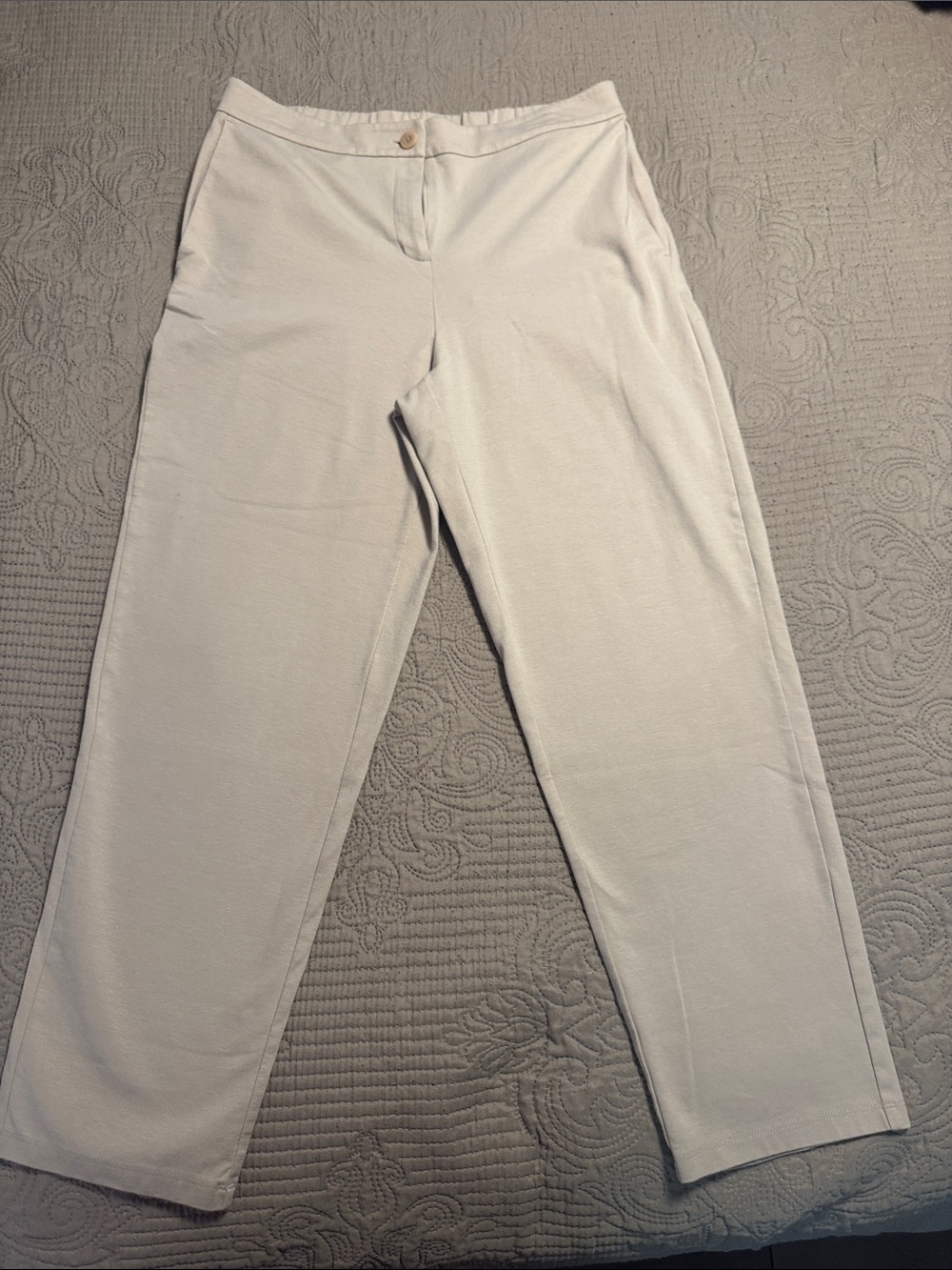 Eileen Fisher Soft Cream Straight-Leg Pants